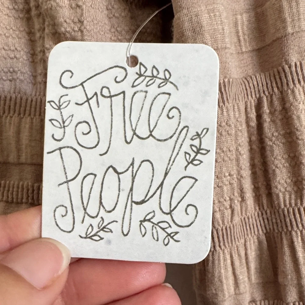 Free People Long Sleeve Textured Crop Top in Taupe